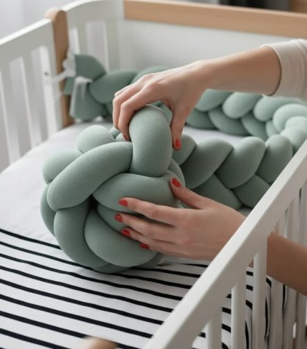 Tresse-de-lit-bebe-vert-matiere