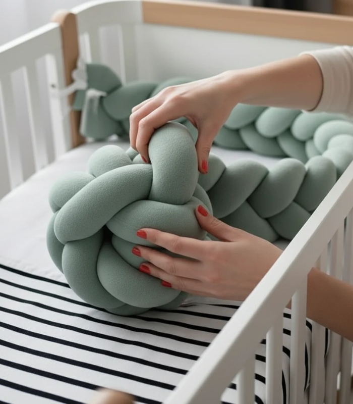 Tresse-de-lit-bebe-vert-matiere